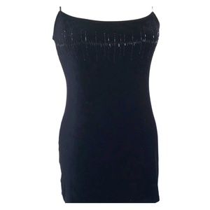 📽Vintage Beaded velvet mini black dress
